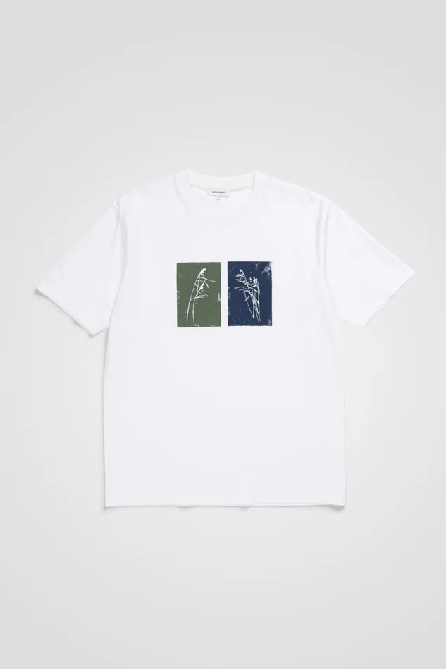Men Norse Projects TShirts Johannes Lino Cut Reeds Calcite Blue