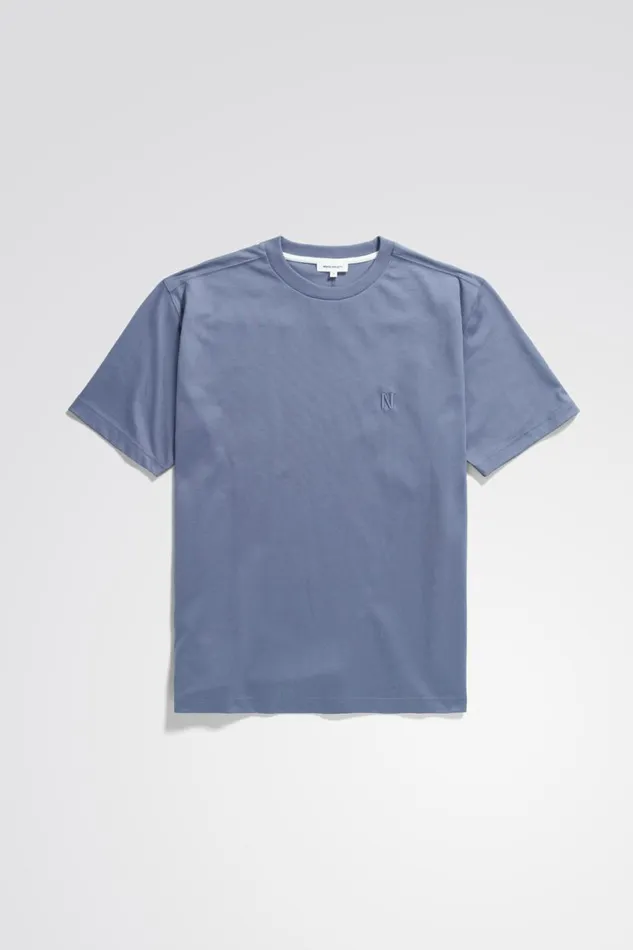 Men Norse Projects TShirts Johannes N Logo Tshirt Fog Blue