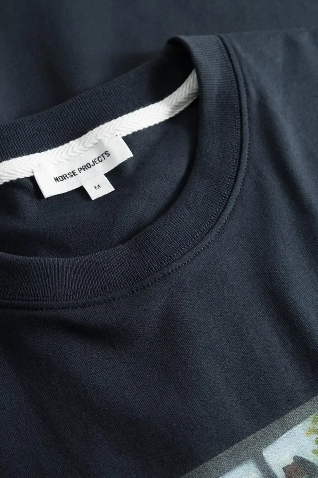Men Norse Projects TShirts Johannes Organic Canal Print Tshirt Dark Navy