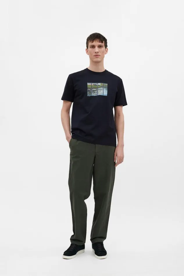Men Norse Projects TShirts Johannes Organic Canal Print Tshirt Dark Navy
