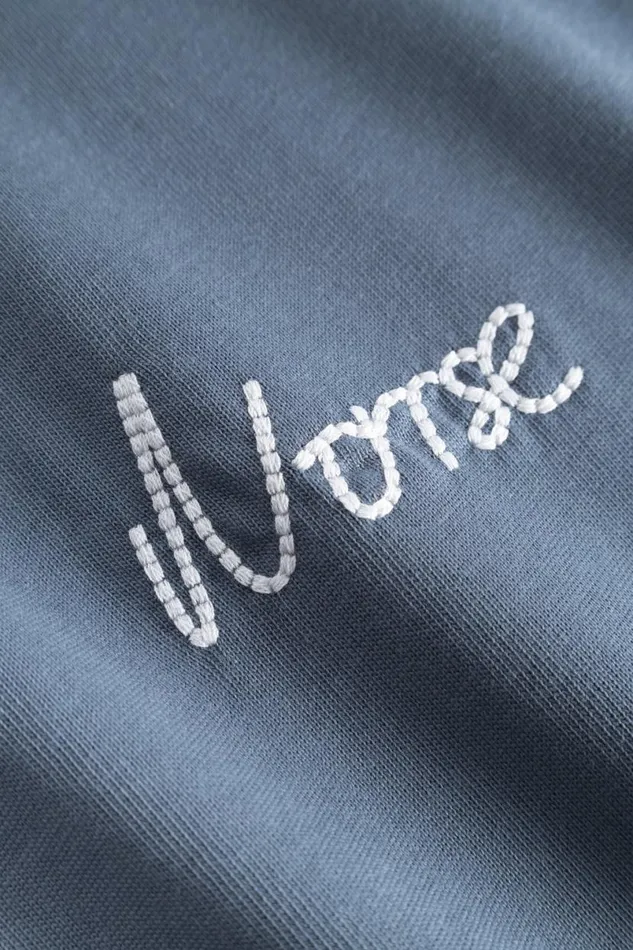Men Norse Projects TShirts Johannes Organic Chain Stitch Logo Tshirt Steel Blue