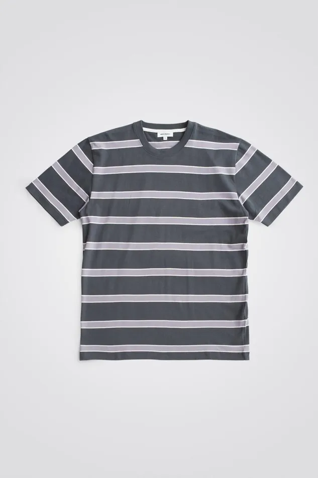 Men Norse Projects TShirts Johannes Organic Multicolour Stripe Tshirt Battleship Grey