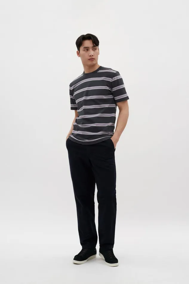 Men Norse Projects TShirts Johannes Organic Multicolour Stripe Tshirt Battleship Grey