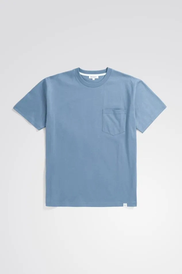 Men Norse Projects TShirts Johannes Organic Pocket Tshirt Fog Blue