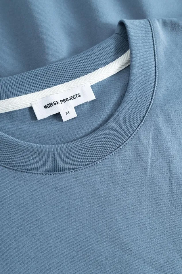 Men Norse Projects TShirts Johannes Organic Pocket Tshirt Fog Blue