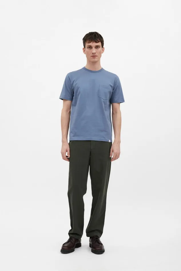 Men Norse Projects TShirts Johannes Organic Pocket Tshirt Fog Blue
