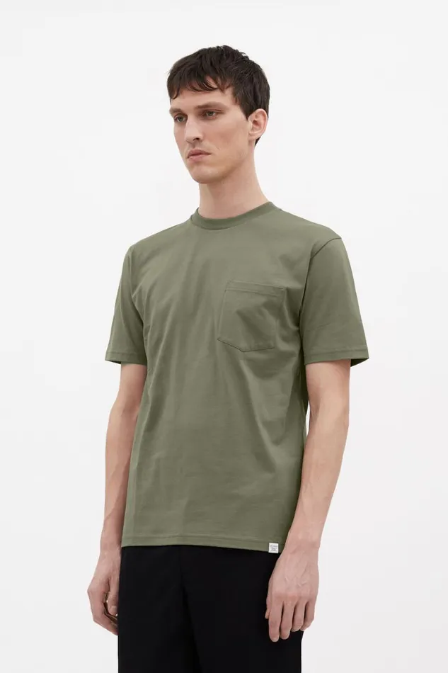Men Norse Projects TShirts Johannes Organic Pocket Tshirt Sediment Green