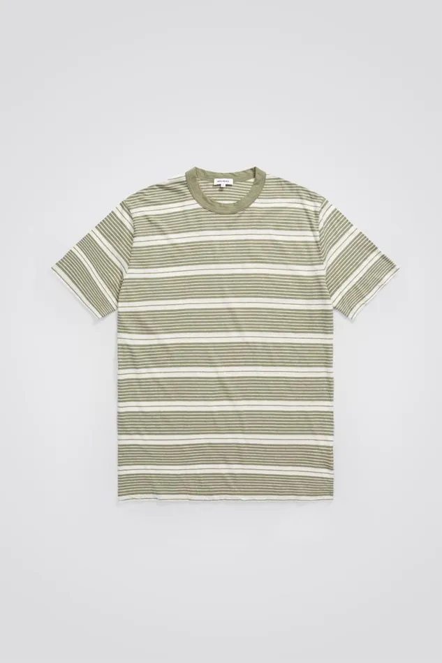 Men Norse Projects TShirts Johannes Sunbleached Stripe Sunwashed Green