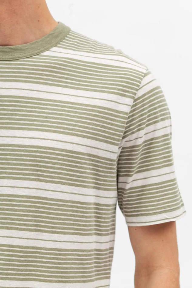 Men Norse Projects TShirts Johannes Sunbleached Stripe Sunwashed Green