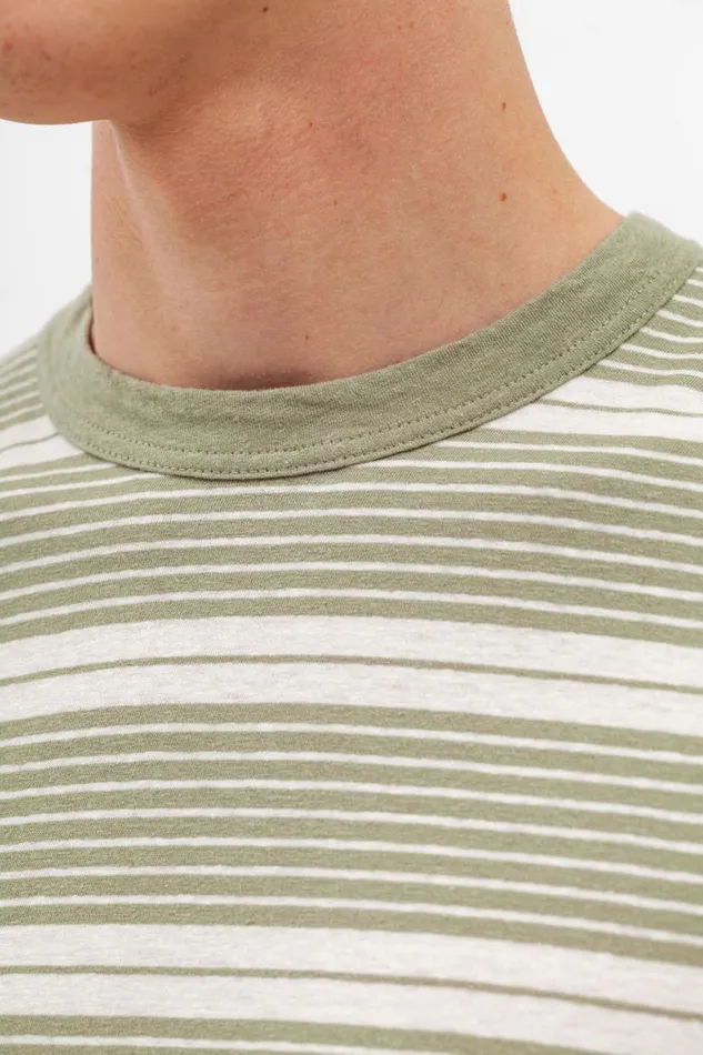 Men Norse Projects TShirts Johannes Sunbleached Stripe Sunwashed Green