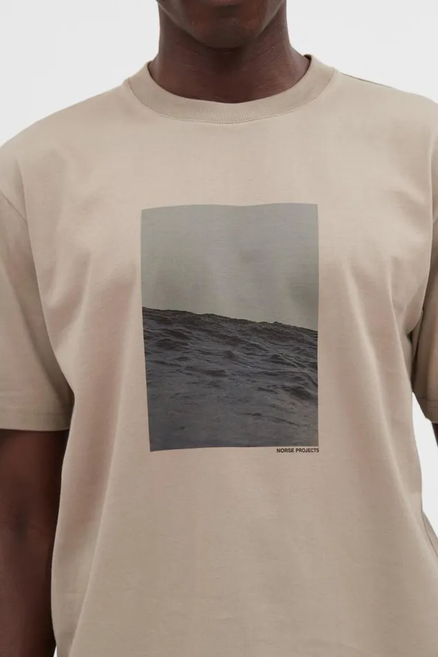 Men Norse Projects TShirts Johannes Waves Print Tshirt Sand