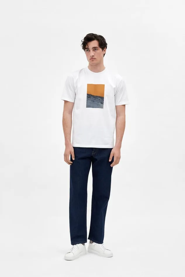 Men Norse Projects TShirts Johannes Waves Print Tshirt White