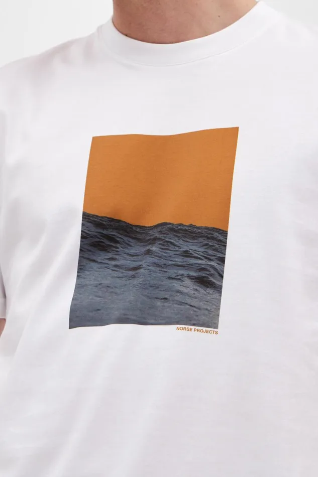 Men Norse Projects TShirts Johannes Waves Print Tshirt White