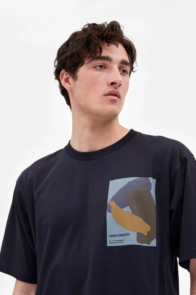 Men Norse Projects TShirts Simon Brush Print TShirt Dark Navy