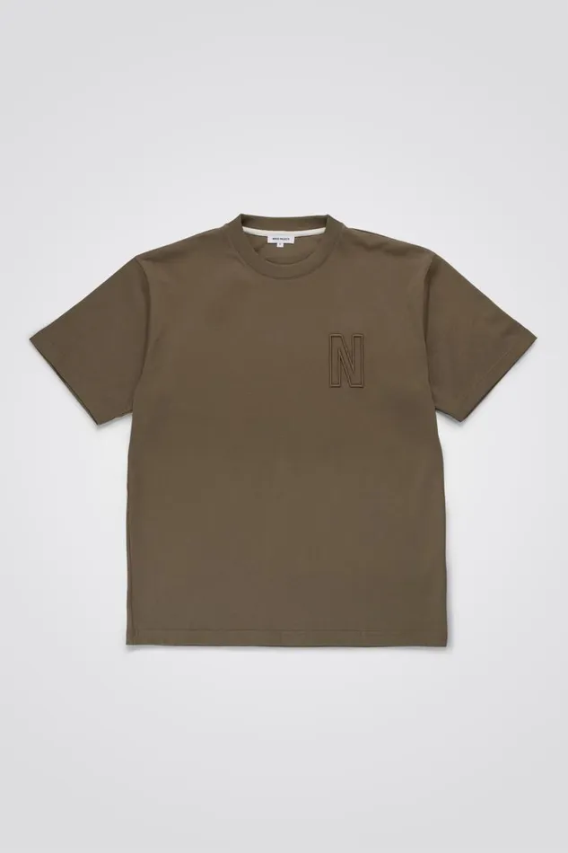 Men Norse Projects TShirts Simon Loose N Logo TShirt Sediment Green