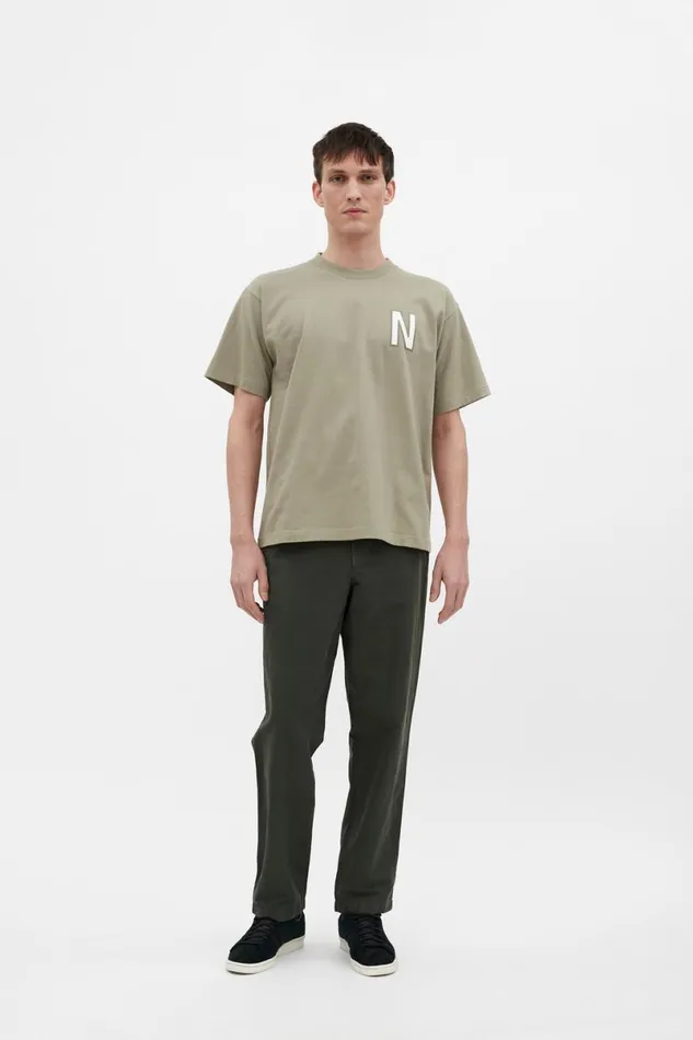 Men Norse Projects TShirts Simon Loose Organic Heavy Jersey Large N TShirt Clay