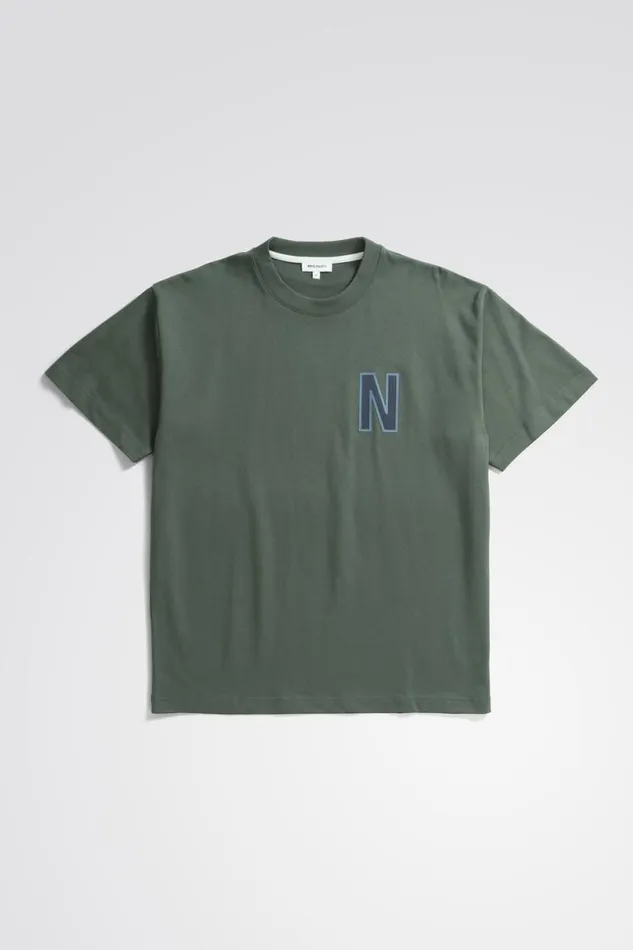 Men Norse Projects TShirts Simon Loose Organic Heavy Jersey Large N TShirt Spruce Green