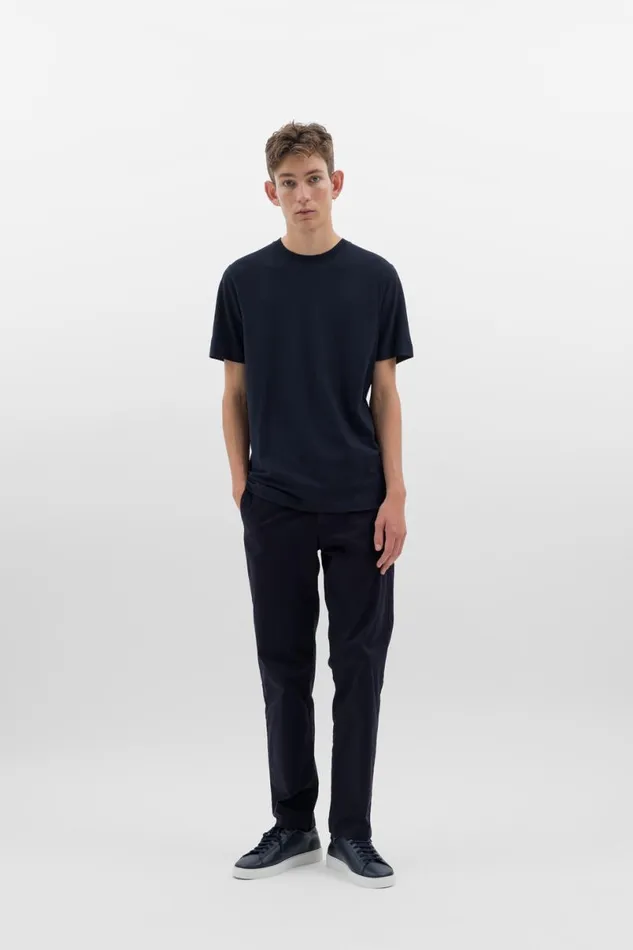 Men Norse Projects Trousers Aros Regular Italian Brushed Twill Chino Dark Navy