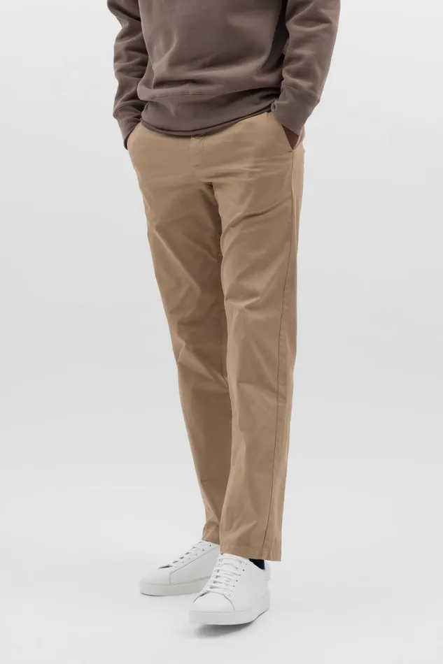 Men Norse Projects Trousers Aros Regular Italian Brushed Twill Chino Utility Khaki