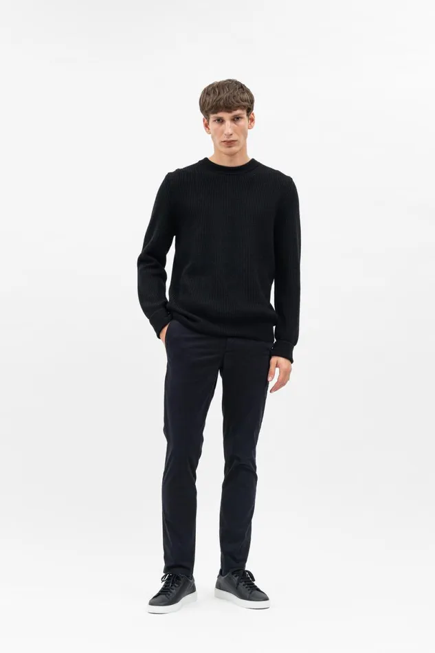 Men Norse Projects Trousers Aros Slim Italian Brushed Twill Chino Black