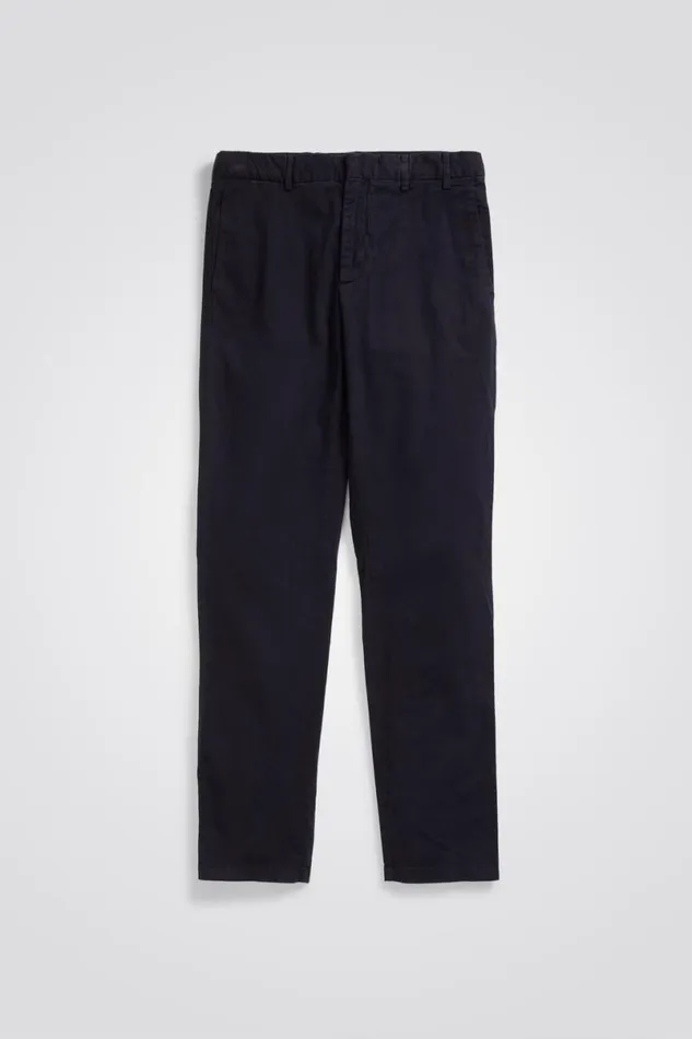Men Norse Projects Trousers Aros Slim Italian Brushed Twill Chino Dark Navy