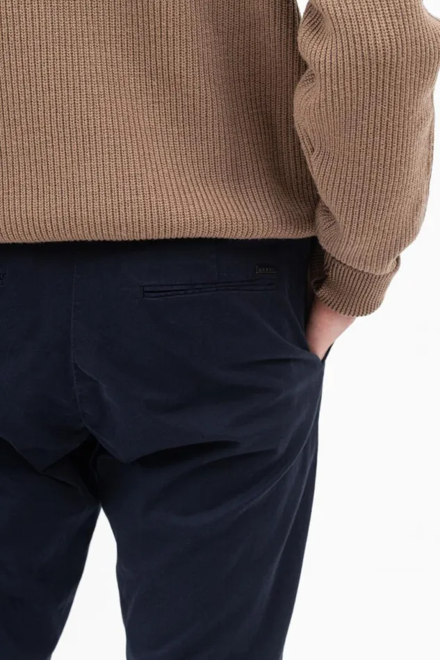 Men Norse Projects Trousers Aros Slim Italian Brushed Twill Chino Dark Navy