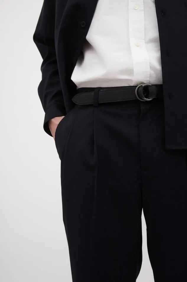 Men Norse Projects Trousers Benn Relaxed Light Wool Pleated Trouser Dark Navy