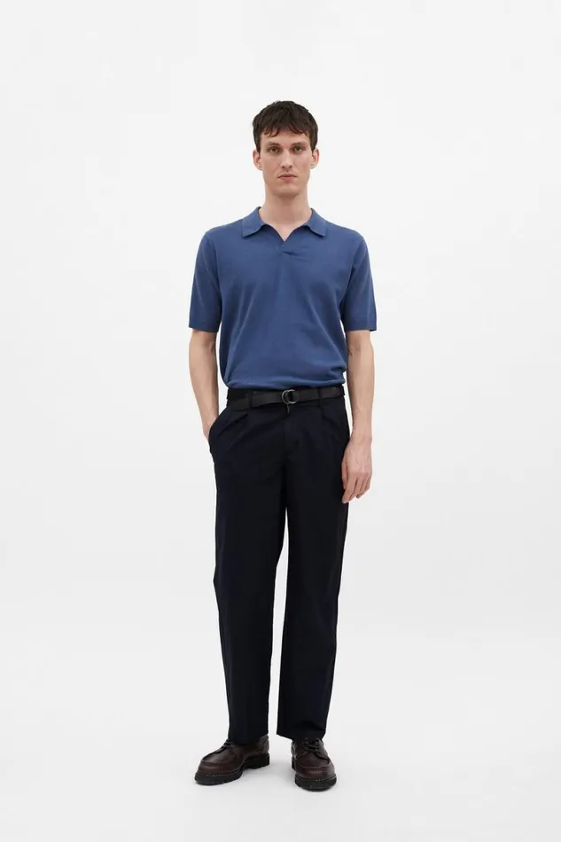 Men Norse Projects Trousers Benn Relaxed Typewriter Pleated Trouser Dark Navy