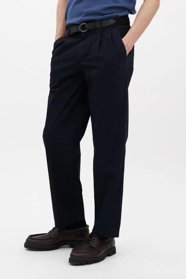 Men Norse Projects Trousers Benn Relaxed Typewriter Pleated Trouser Dark Navy