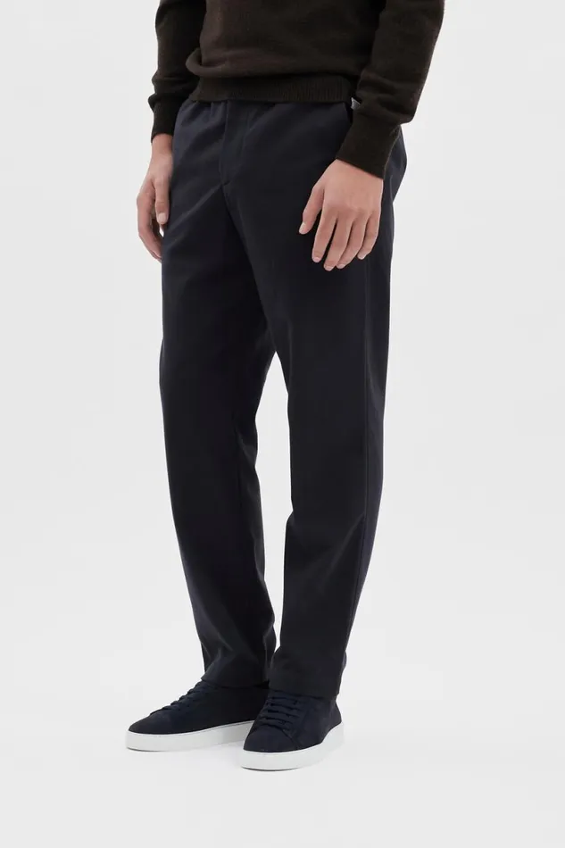 Men Norse Projects Trousers Ezra Cotton Wool Trouser Dark Navy