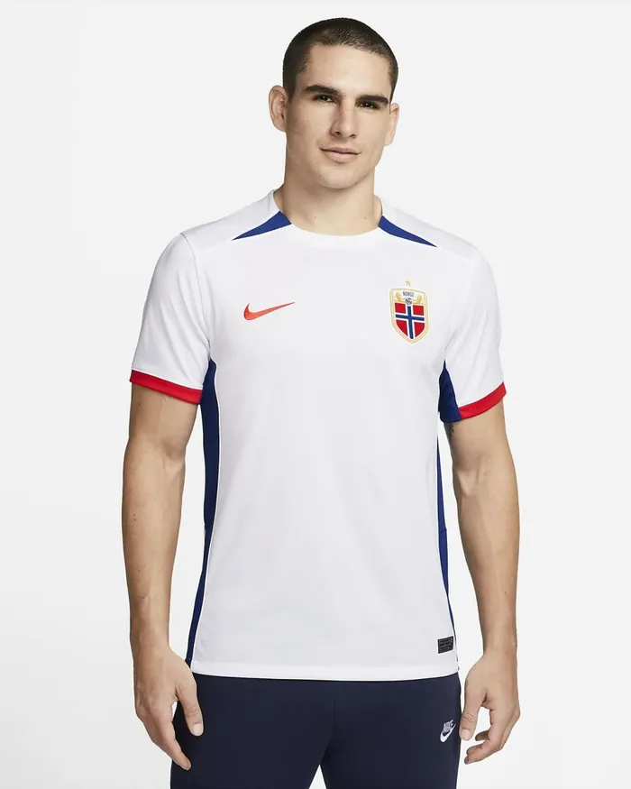 Men Norway 2023 Stadium Away Whiteglobal Blueglobal Redglobal Red Nike Kits And Jerseys Men Norway 2023 Stadium Away Whiteglobal Blueglobal Redglobal Red Nike Kits And Jerseys