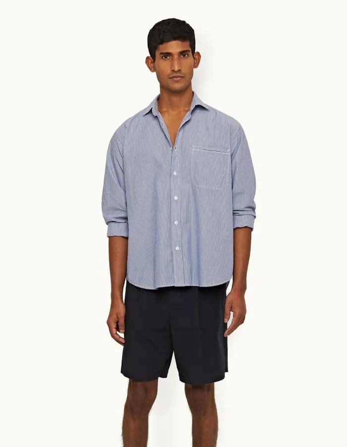 Men Orlebar Brown Day Shorts Aston Pleated Night Iris