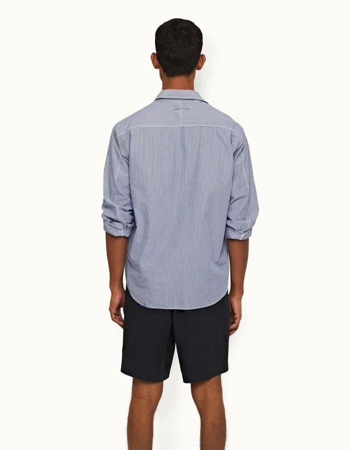 Men Orlebar Brown Day Shorts Aston Pleated Night Iris