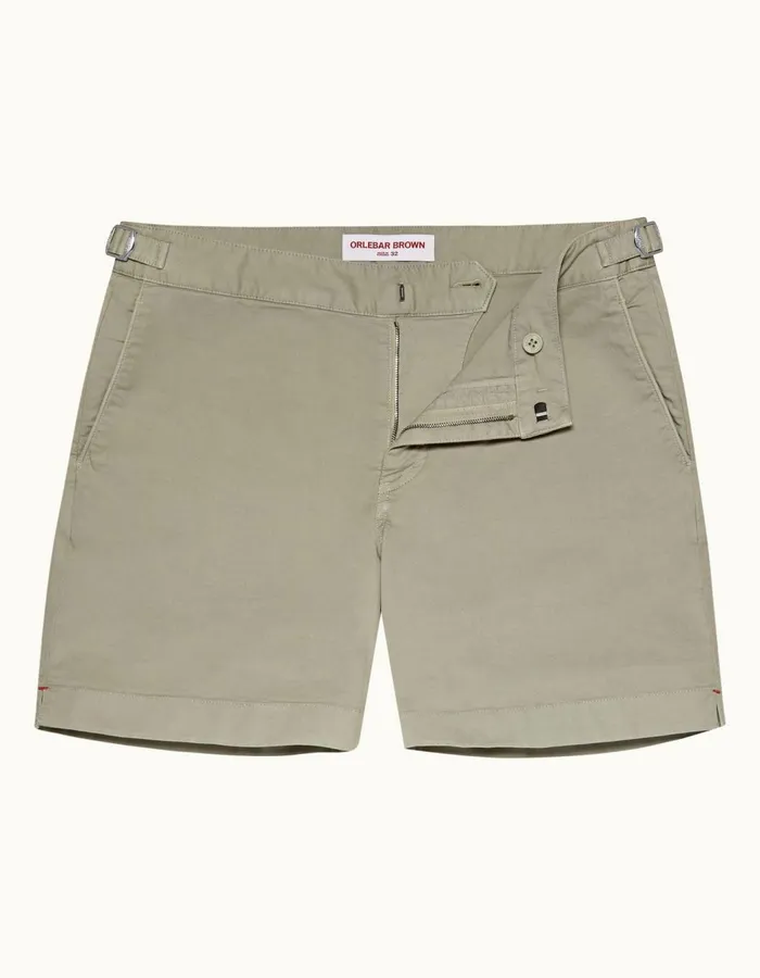 Men Orlebar Brown Day Shorts Bulldog Cotton Twill Cliff Grey