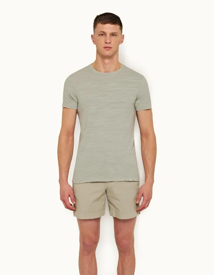 Men Orlebar Brown Day Shorts Bulldog Cotton Twill Cliff Grey