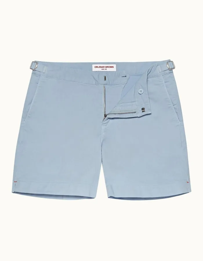 Men Orlebar Brown Day Shorts Bulldog Cotton Twill Ice Blue
