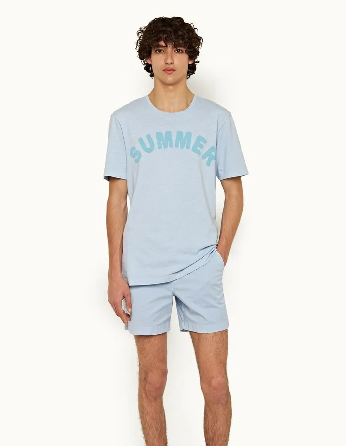 Men Orlebar Brown Day Shorts Bulldog Cotton Twill Ice Blue