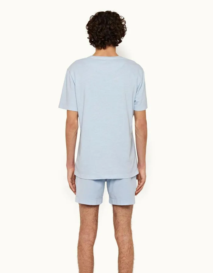 Men Orlebar Brown Day Shorts Bulldog Cotton Twill Ice Blue