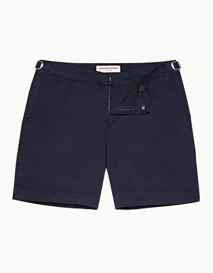 Men Orlebar Brown Day Shorts Bulldog Cotton Twill Navy