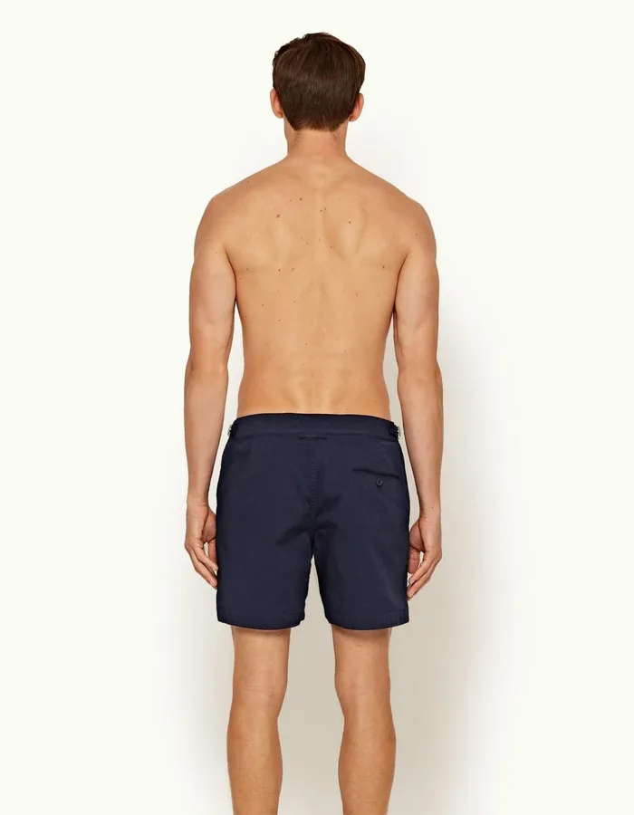 Men Orlebar Brown Day Shorts Bulldog Cotton Twill Navy