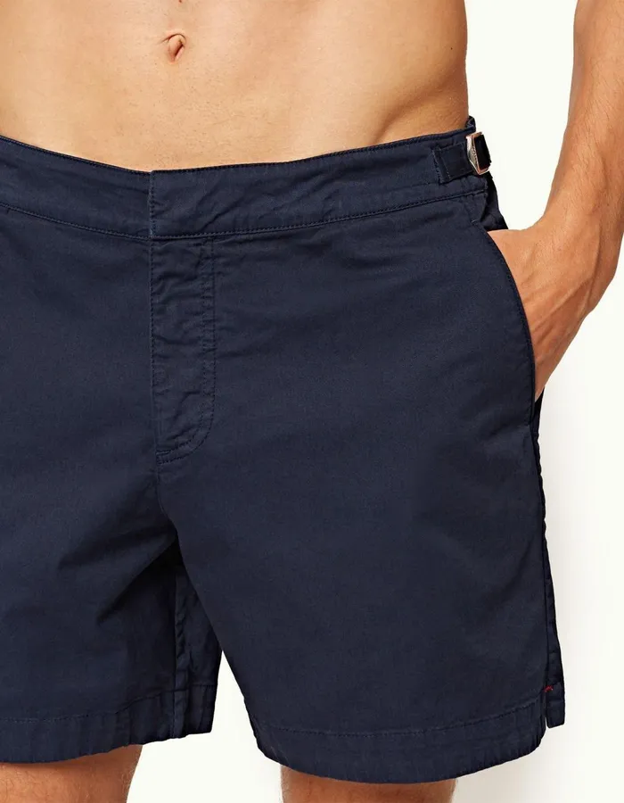 Men Orlebar Brown Day Shorts Bulldog Cotton Twill Navy