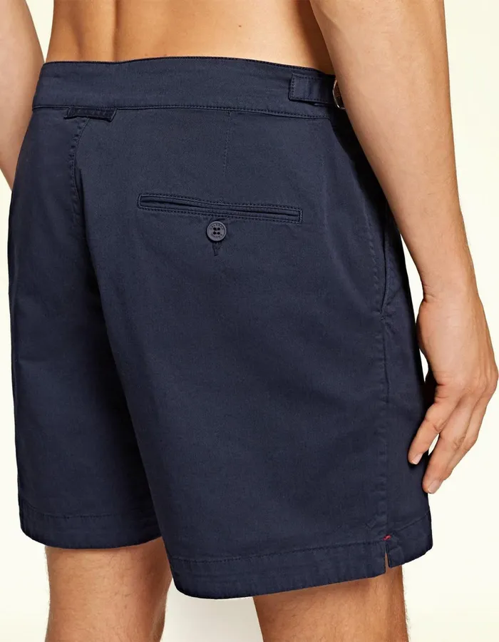 Men Orlebar Brown Day Shorts Bulldog Cotton Twill Navy