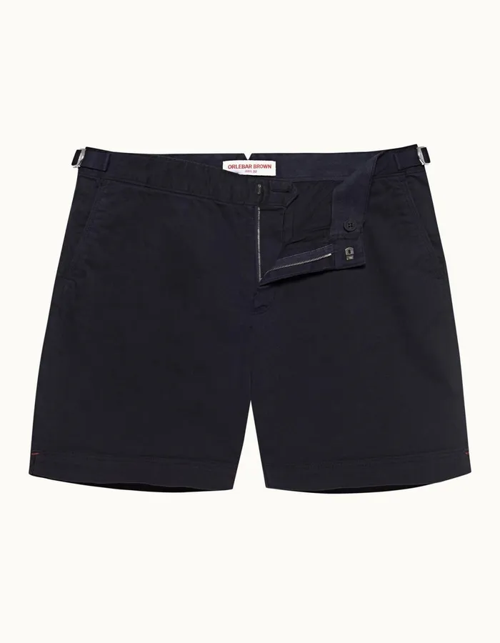 Men Orlebar Brown Day Shorts Bulldog StretchCotton Dark Navy