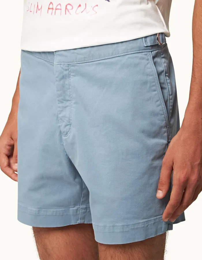 Men Orlebar Brown Day Shorts Bulldog StretchCotton Wish Blue