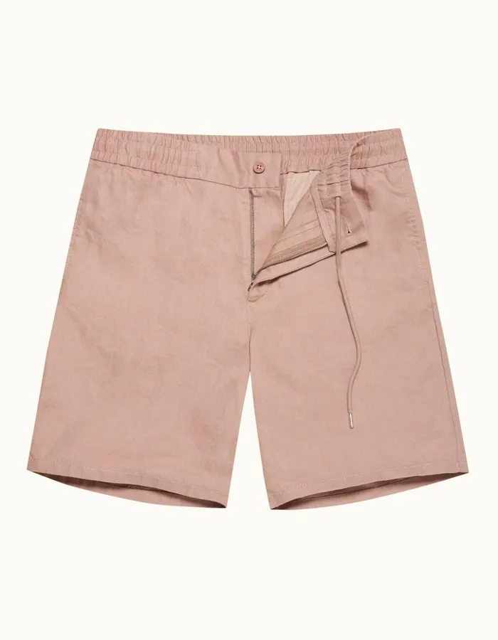 Men Orlebar Brown Day Shorts Cornell Linen Caramel Pink