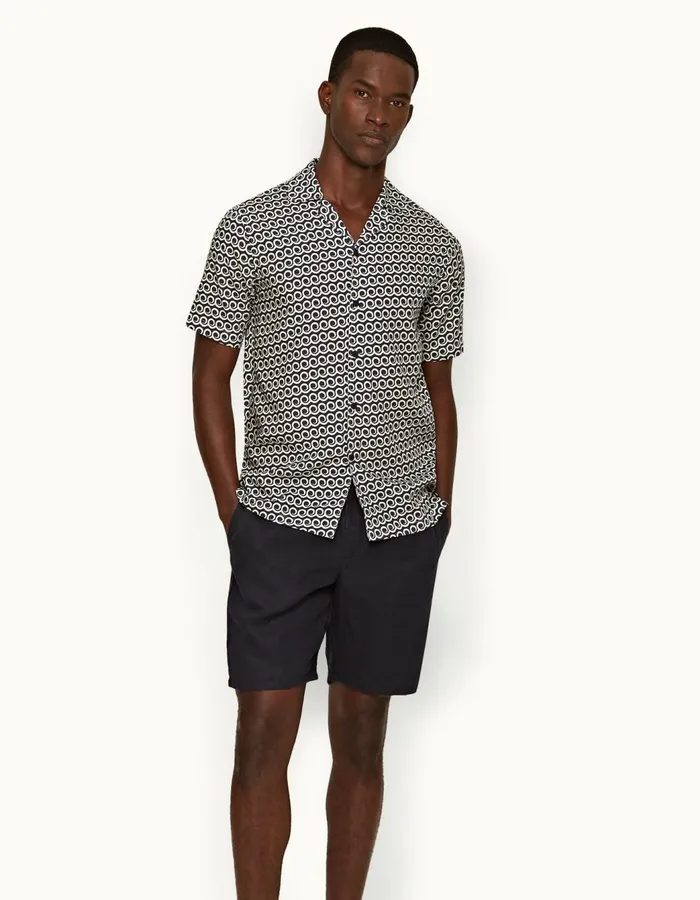 Men Orlebar Brown Day Shorts Cornell Linen Night Iris