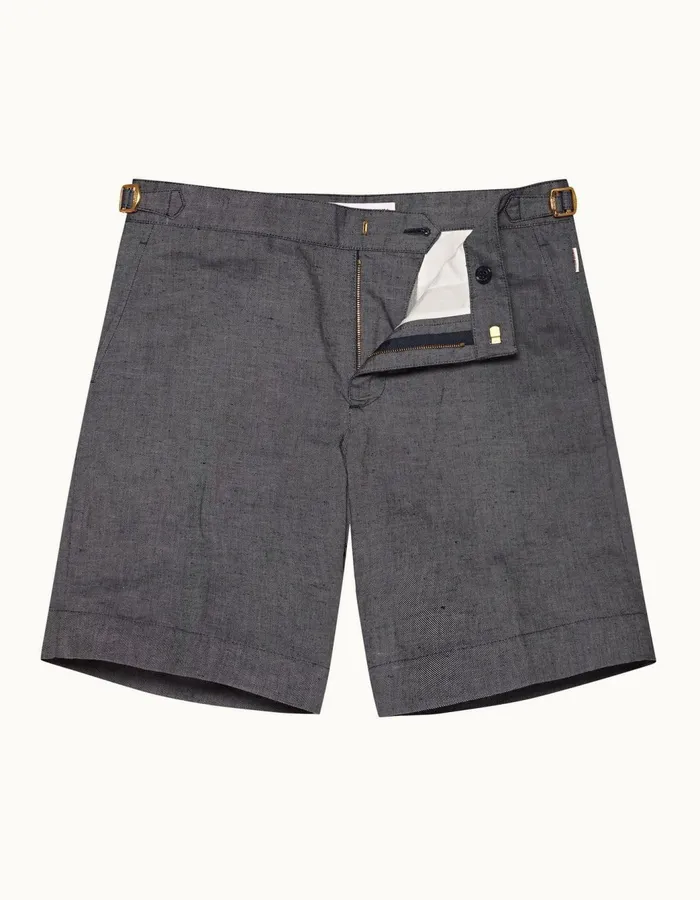 Men Orlebar Brown Day Shorts Harrop Linen Navy