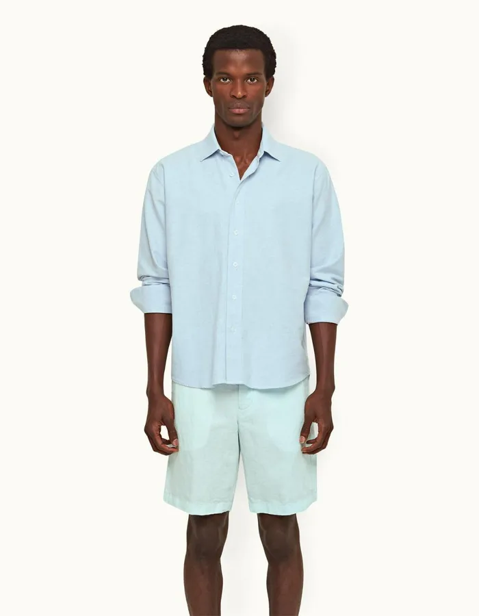Men Orlebar Brown Day Shorts Norwich Linen Clear Sky