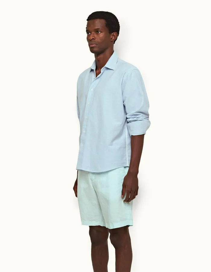 Men Orlebar Brown Day Shorts Norwich Linen Clear Sky