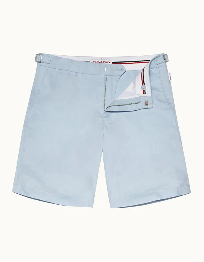 Men Orlebar Brown Day Shorts Norwich Linen Ice Blue